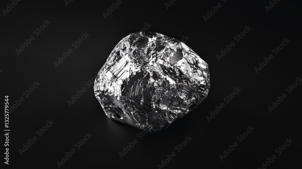 Metallic Mineral Specimen: A lustrous, metallic mineral specimen rests against a dark backdrop, showcasing its raw texture and captivating detail, representing the timeless allure of natural elements.