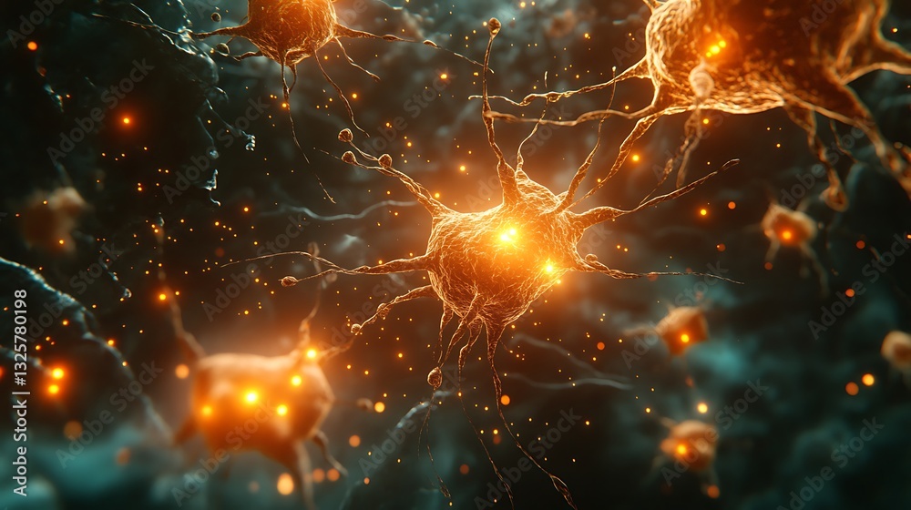 An ultra-detailed CGI render of flu virus particles attaching to human cells, glowing biological structures, dramatic lighting, futuristic medical visualization, soft ambient glow,