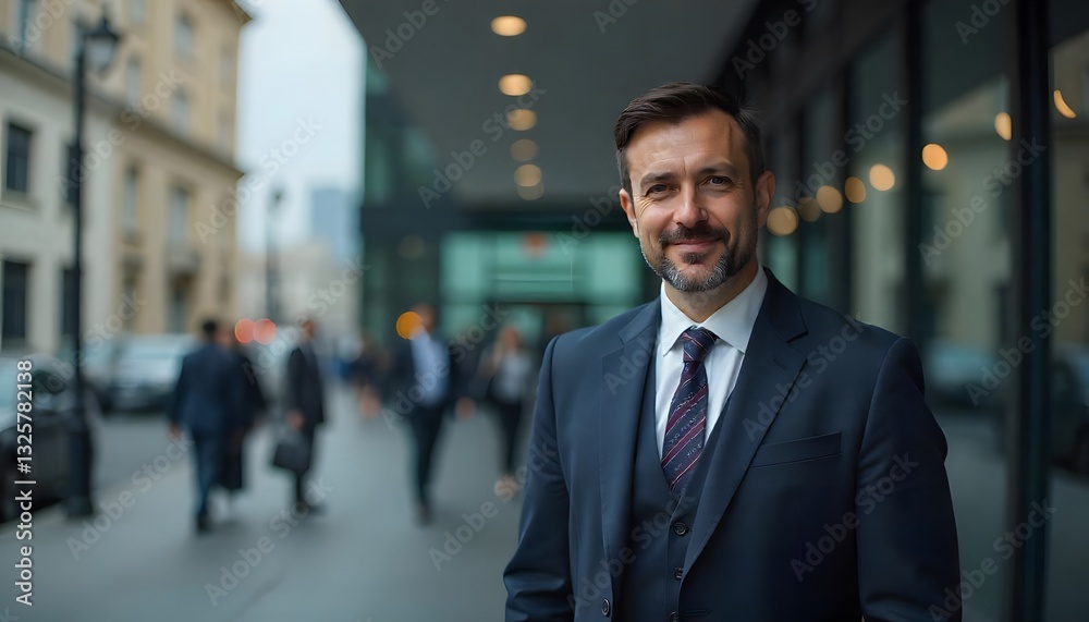 The Charismatic Businessman: A poised and confident businessman stands in a bustling urban setting, showcasing the essence of professional elegance and modern business acumen. The Charismatic Businessman: A poised and confident businessman stands in a bustling urban setting, showcasing the essence of professional elegance and modern business acumen.