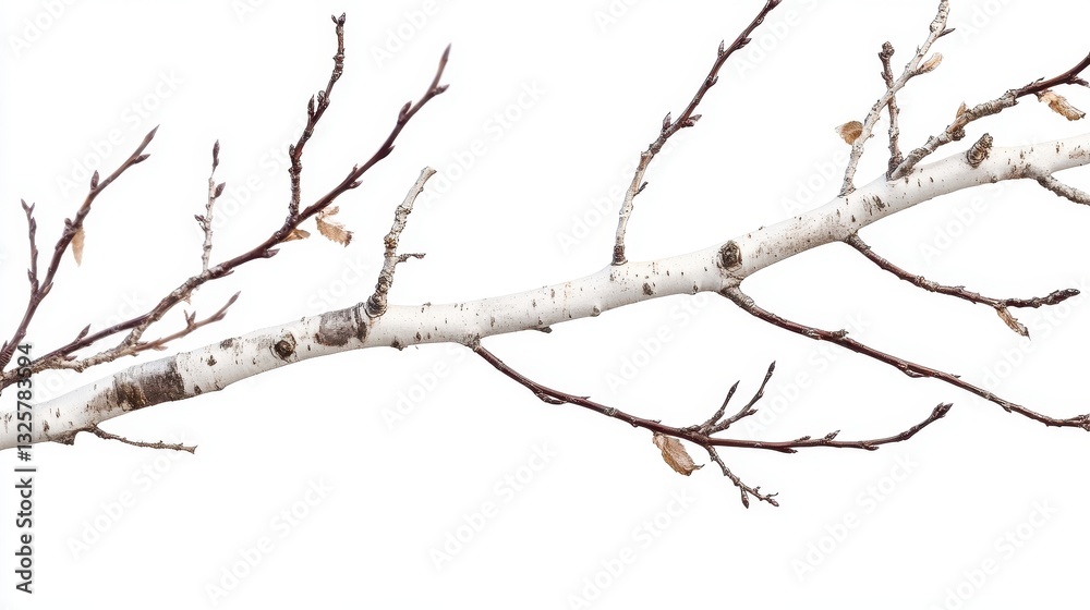 White Birch Branch Isolated on White Background White Birch Branch Isolated on White Background