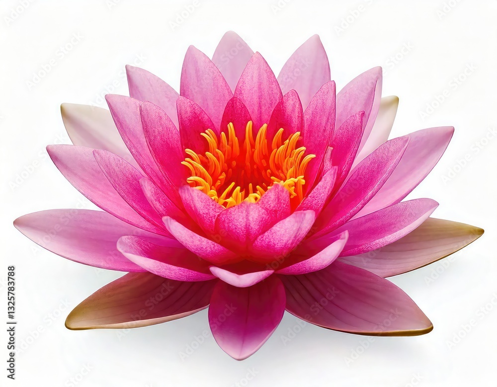 Pink Water Lily Bloom: Serene Aquatic Botanical Art Pink Water Lily Bloom: Serene Aquatic Botanical Art