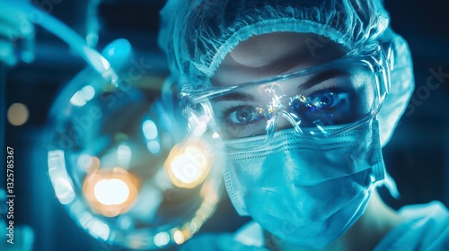 Wallpaper Mural Focused Surgeon: A determined surgeon, illuminated by surgical lights, gazes intently at the procedure. A portrait capturing focus, skill, and the high-stakes environment of the operating room. Torontodigital.ca