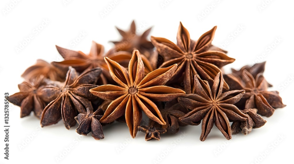 Star anise spice fruits and seeds isolated Star anise spice fruits and seeds isolated