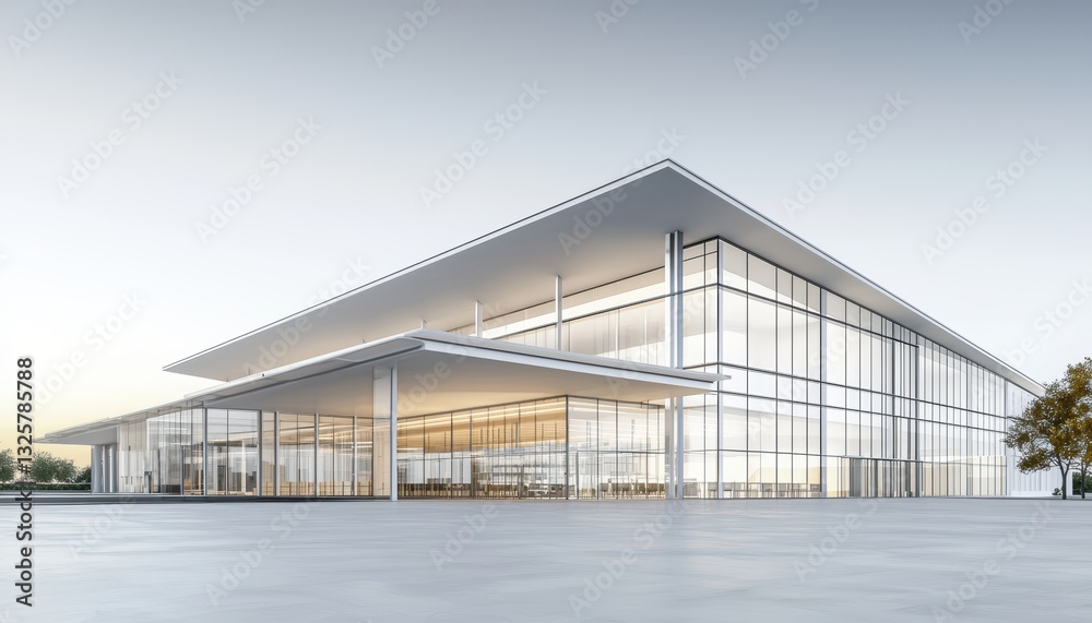 Obraz premium 3D-rendered wireframe sketch of an advanced medical center, detailed structural visualization with transparent glass walls and open floor plans