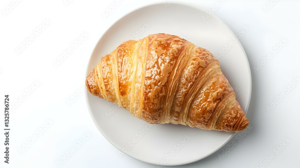 top view scene of a croissant on a plate top view scene of a croissant on a plate