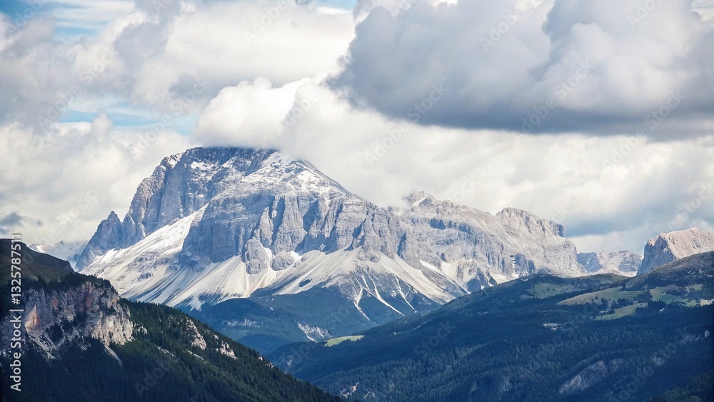 Beautiful shot of mighty mountain range in Dolomites, Italy Beautiful shot of mighty mountain range in Dolomites, Italy