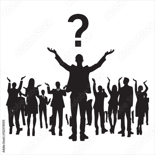 People Shrugging Illustrations Colored and Silhouette vector