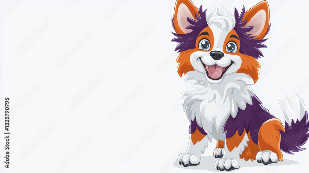Obraz premium Cute cartoon dog mascot with vibrant colors and happy expression