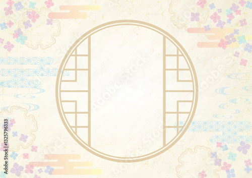 Japanese style background with hydrangea