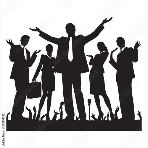 People Shrugging Illustrations Colored and Silhouette vector