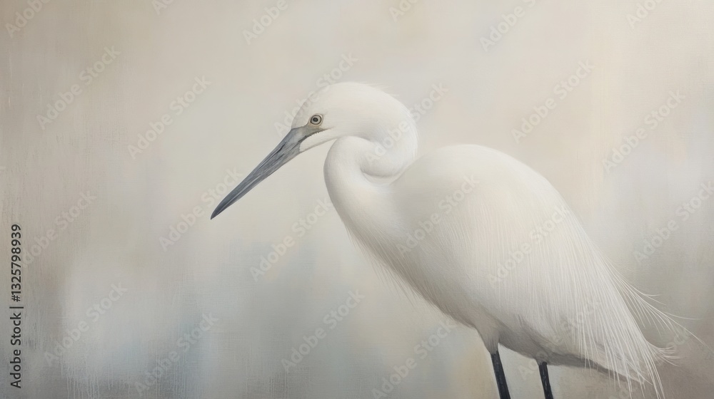 Elegant egret portrait, soft light, calm water background Elegant egret portrait, soft light, calm water background