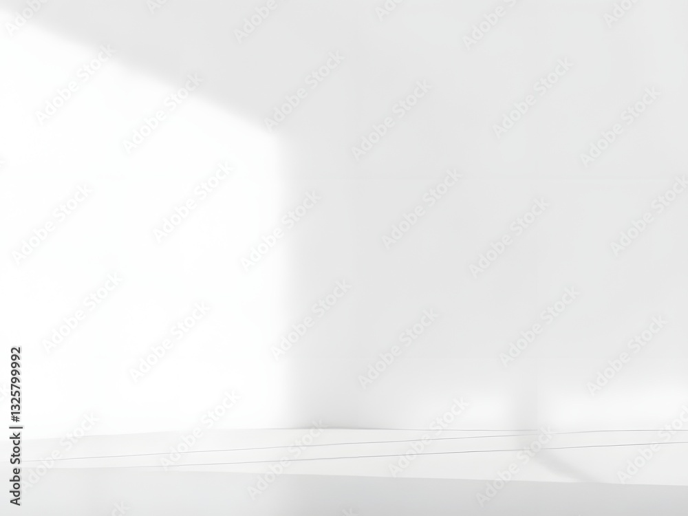 Obraz premium White Empty Room with Window Light & Shadows - Minimalist Interior Background, Perfect for Product Display, Design