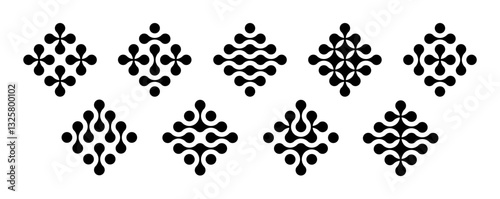 Set black metaballs isolated on a white background. Modern contemporary geometric shapes and elements. Vector illustration
