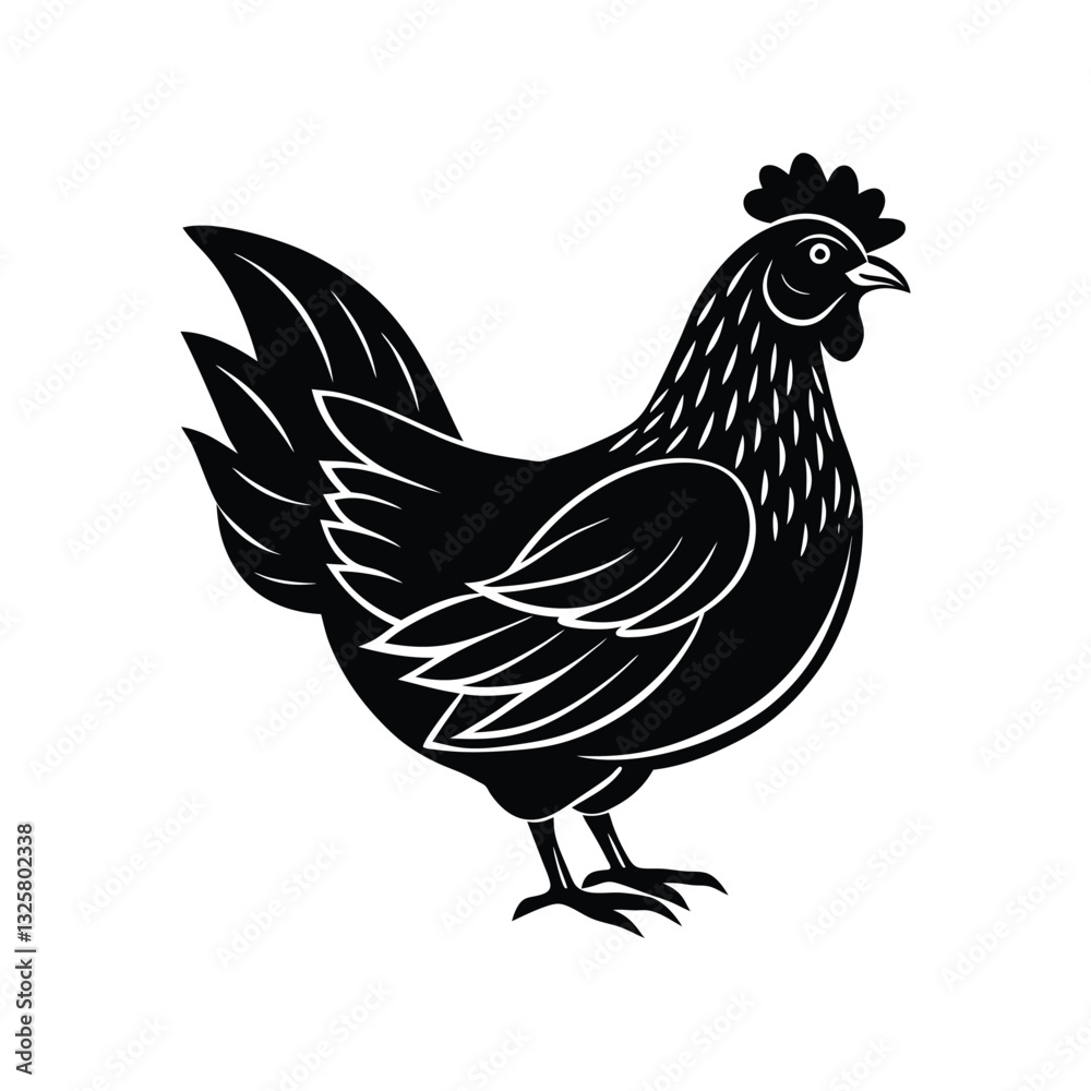 Chicken vector Illustration isolated on the white background, Chicken vector Illustration isolated on the white background,