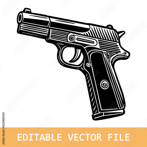 gun, pistol, handgun, vector illustration