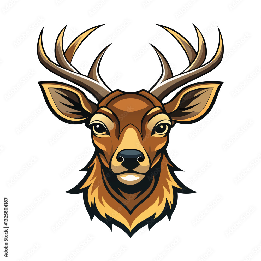 Fototapeta premium Deer head vector Illustration isolated on a white background,