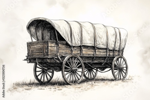 Vintage Covered Wagon Illustration