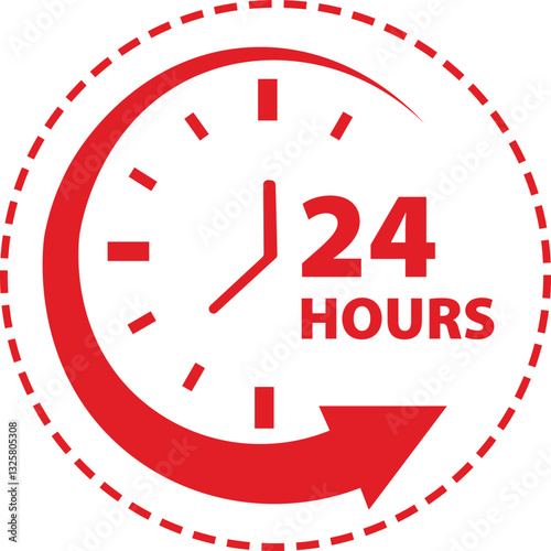 24 Hours Icon Vector Illustration Sing 