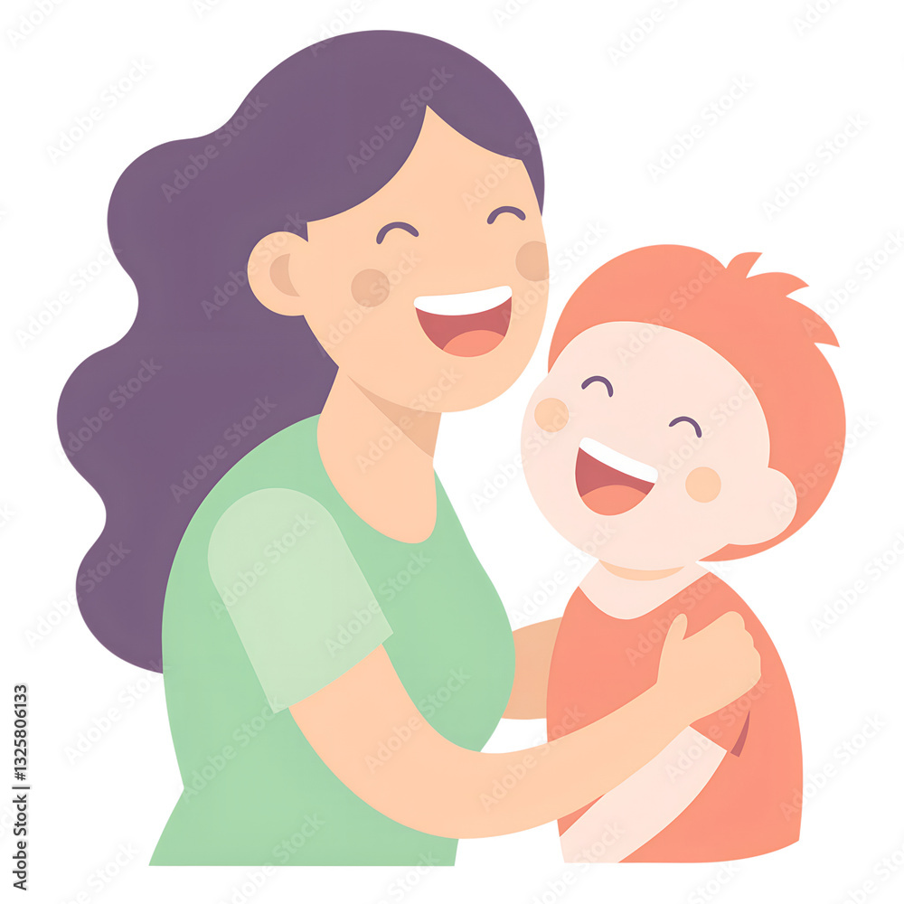 Lighthearted Image of a Mother and Child Sharing for Mothers Day PNG Illustration Lighthearted Image of a Mother and Child Sharing for Mothers Day PNG Illustration