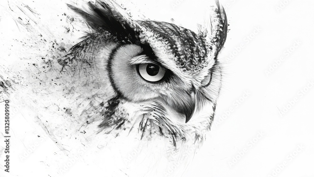 Obraz premium Intense Black And White Owl Portrait