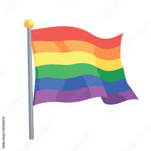 Vibrant rainbow flag waving in the wind, symbolizing inclusivity