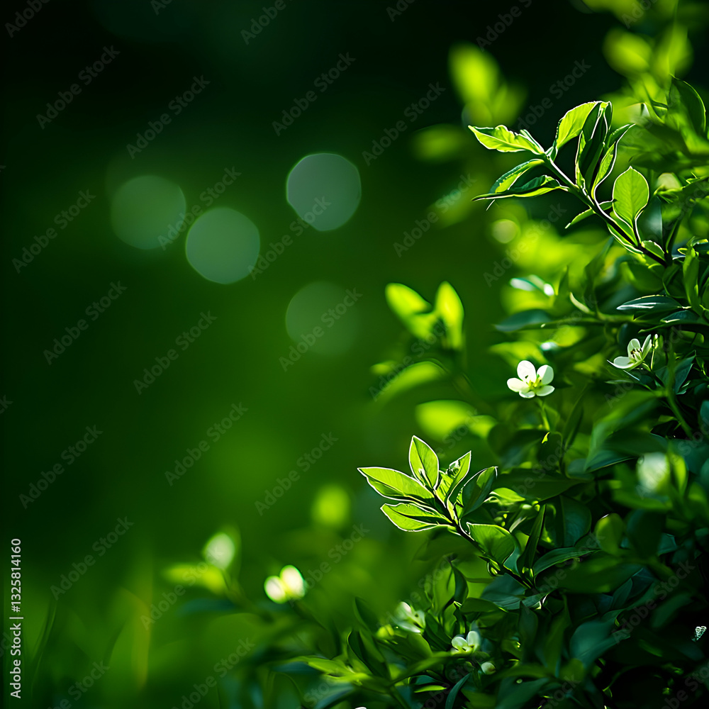 Obraz premium Lush Green Foliage with Delicate White Flowers