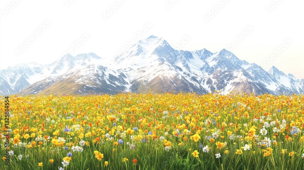 Obraz premium Hilly meadow spring fields mountains landscape colorful.