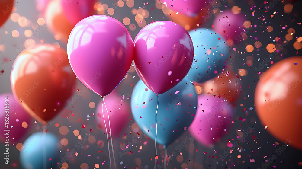 Festive Balloons 3D Render Festive Balloons 3D Render