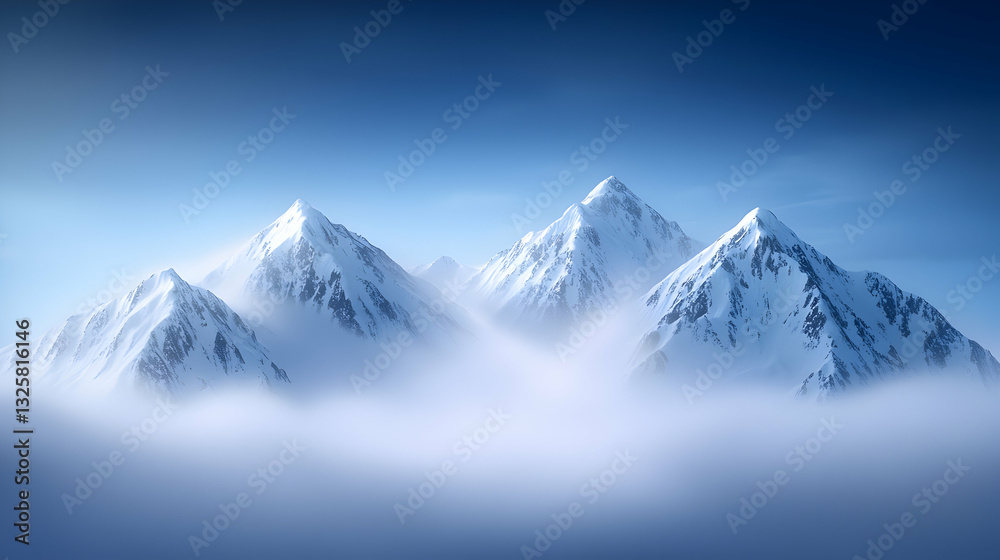 Obraz premium Majestic Snow-Capped Mountains Above Clouds