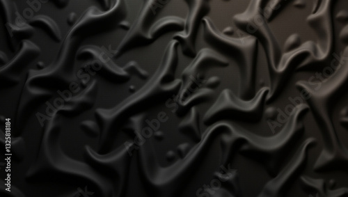 Textured black surface with wavy patterns and subtle highlights, creating sophisticated and modern aesthetic. Ideal for backgrounds or design elements