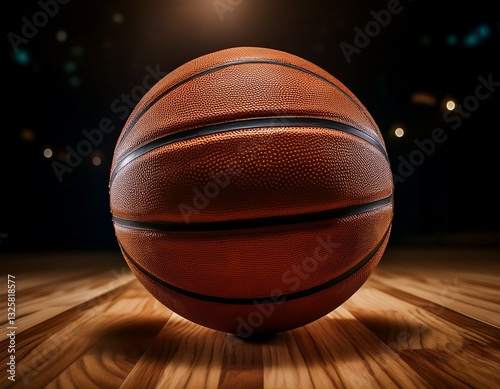 basketball ball on wooden background