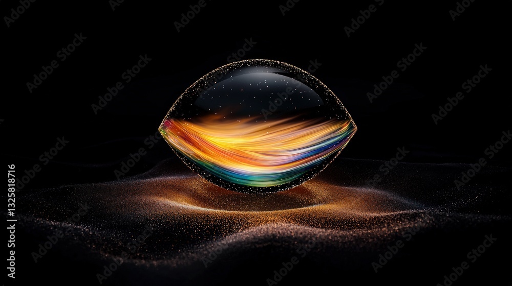 Obraz premium Abstract Holographic Glass Orb Iridescent Light Energy
