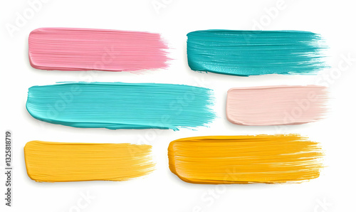 Colorful Paint Strokes in Shades of Blue, Pink, Yellow and Orange