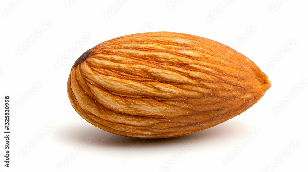Close-Up of a Single Almond Nut on a White Background Close-Up of a Single Almond Nut on a White Background