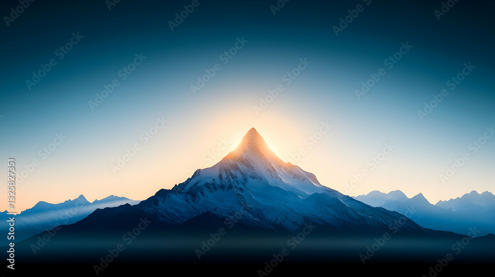 Fototapeta premium Sunrise Over Snow-Capped Mountain Peak