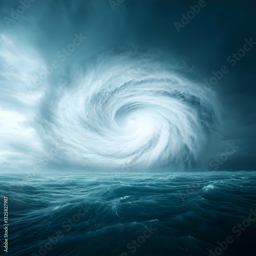 Swirling Vortex Over a Stormy Ocean