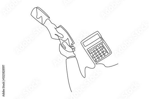 Single continuous line drawing of handover of corporate bounty. Money savings, personal investment, finance, funding, bank deposit, capital accumulation. One line graphic design vector