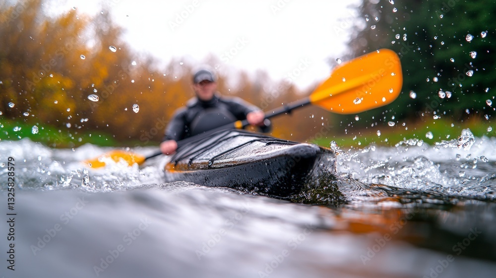 Fototapeta premium Kayak Whitewater River Rapids Extreme Sport Action
