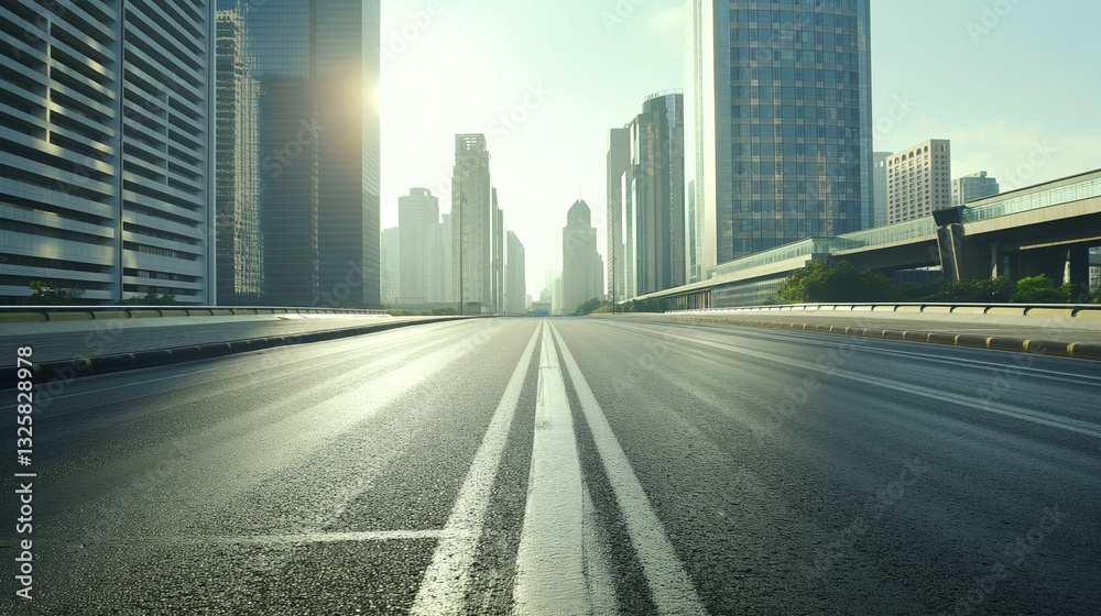 Obraz premium The expressway and the modern city road with skyline