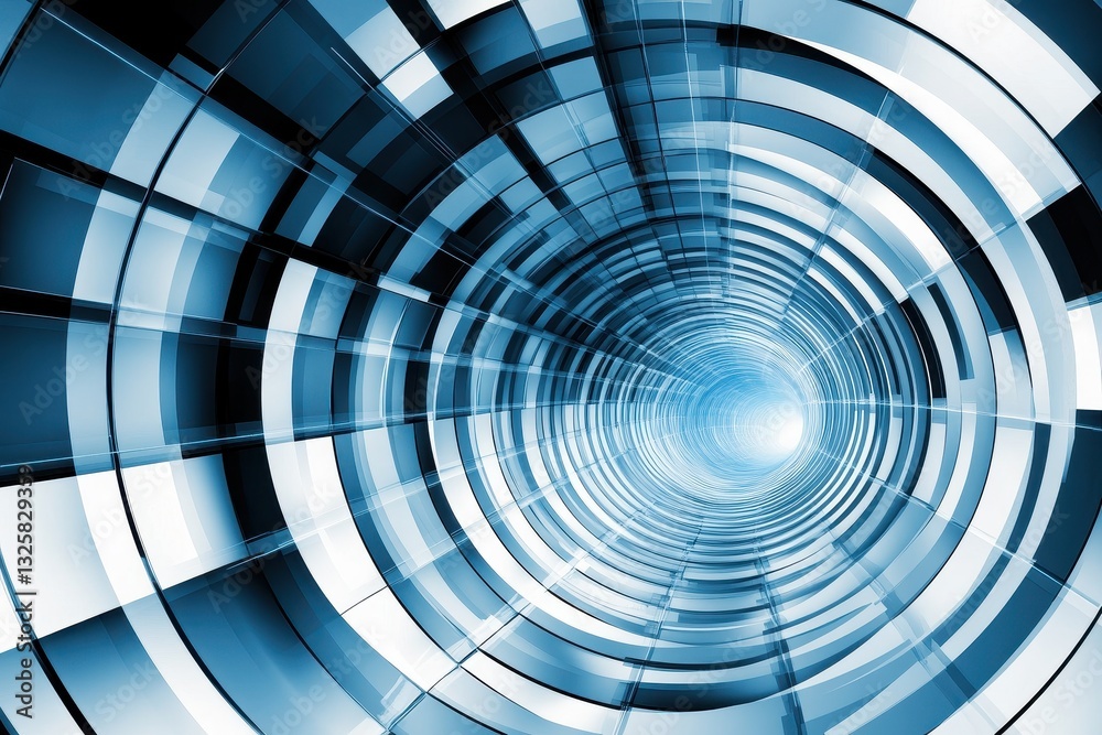 Futuristic Abstract Blue Tunnel with Light Effect and Circular Patterns in Digital Design Futuristic Abstract Blue Tunnel with Light Effect and Circular Patterns in Digital Design