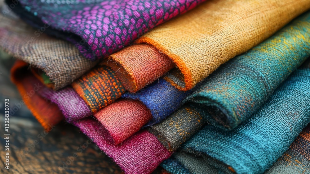 Vibrant Textiles Stacked in Colorful Layers Showcasing Unique Patterns and Textures for Artistic Backgrounds or Fashion Designs Vibrant Textiles Stacked in Colorful Layers Showcasing Unique Patterns and Textures for Artistic Backgrounds or Fashion Designs