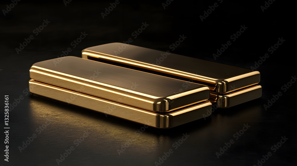 Stacked Gold Bars in Luxurious Shine with Crisp Engraved Details on Sleek Black Surface Stacked Gold Bars in Luxurious Shine with Crisp Engraved Details on Sleek Black Surface