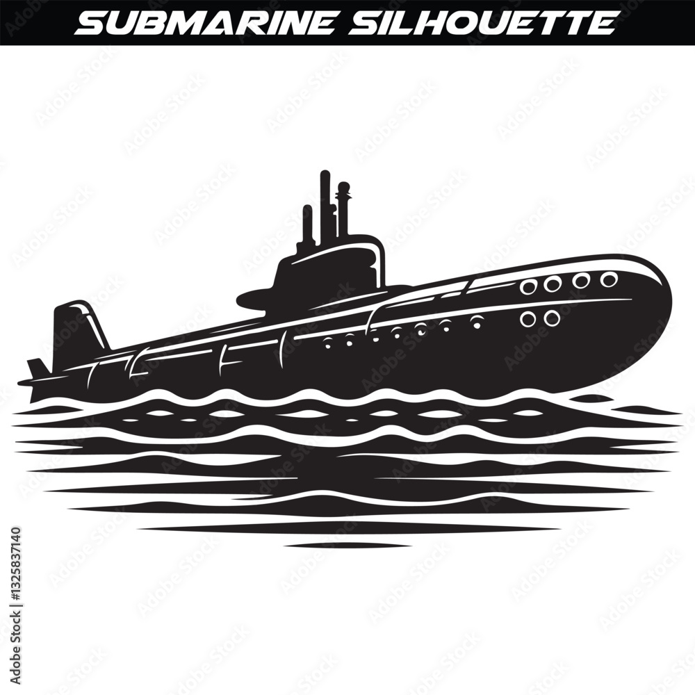 Obraz premium Submarine silhouette vector illustration