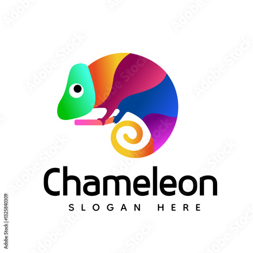 Vibrant Gradient Chameleon Logo Design Vector