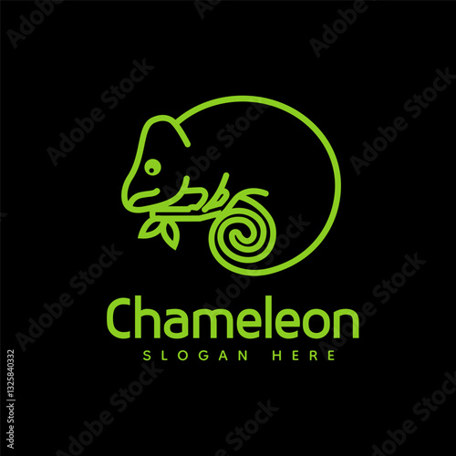 Minimalist Chameleon Logo with Line Art Design Vector