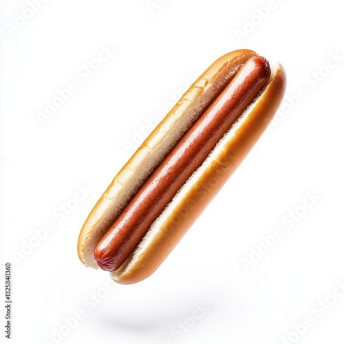 Hot dog on white background with copy space for food menu, BBQ party, grilling, fast food, summer barbecue, picnic, casual dining, culinary concept. photo