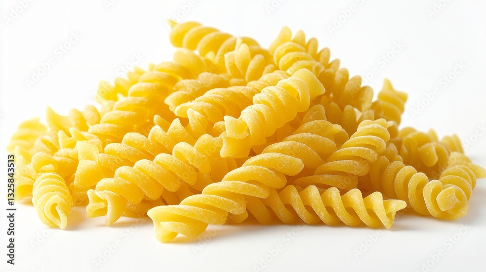 Pile of Uncooked Rotini Pasta on White Background for Stock Photography Pile of Uncooked Rotini Pasta on White Background for Stock Photography