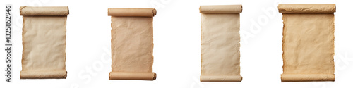 Collection of vintage and aged parchment scrolls with blank space for adding text handwritten content or digital design elements  Ideal for creating historical academic or literary background imagery