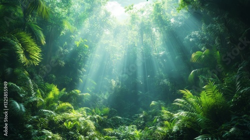 a light drenched clearing in the jungle