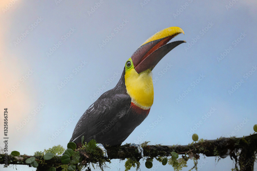 Fototapeta premium The yellow-throated toucan, Ramphastos ambiguus is a Near Threatened species